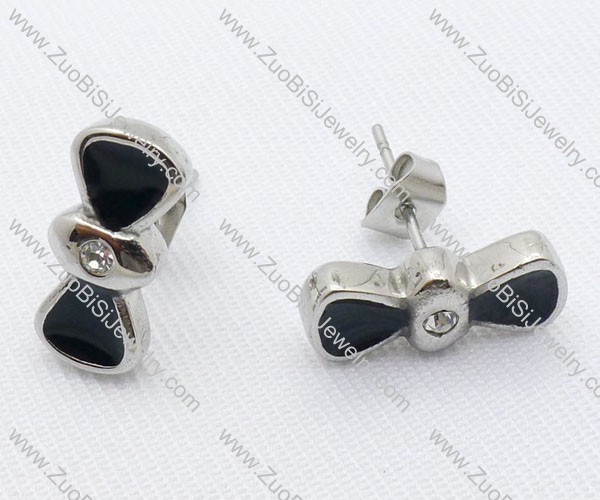 Black Bowtie Stainless Steel earring - JE050021