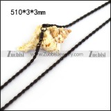 3mm Wide 20.4 Inch Black Twisted Rope Chain n001400