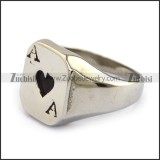 Stainless Steel Poker Black A Ring -JR330032