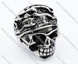 Two Fierce Black Eyes Stainless Steel skull Ring - JR090273