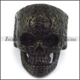 black cover flower skull ring for mens r001489