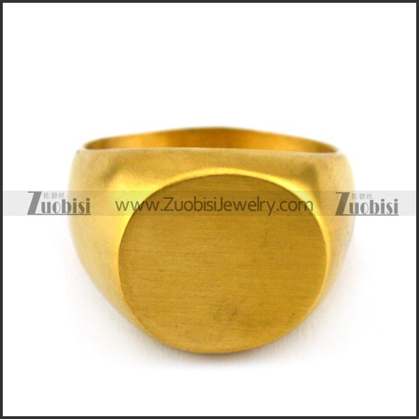 yellow gold blank signet ring with round ring face r004702