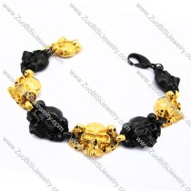 Plating Skull Bracelet Fromed 4 Black Plated and 4 Gold-plating Skull Head Charms JB170103