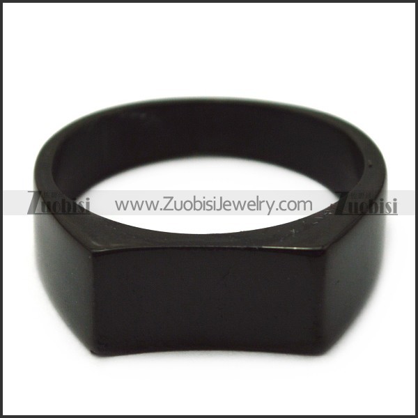 simple black blank signet ring for ladies r005410