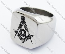 Smooth Stainless Steel Freemasonry Ring -JR330025