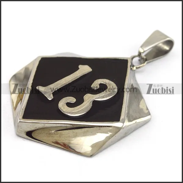 13 Biker Pendant in Red Epoxy Stainless Steel p002544