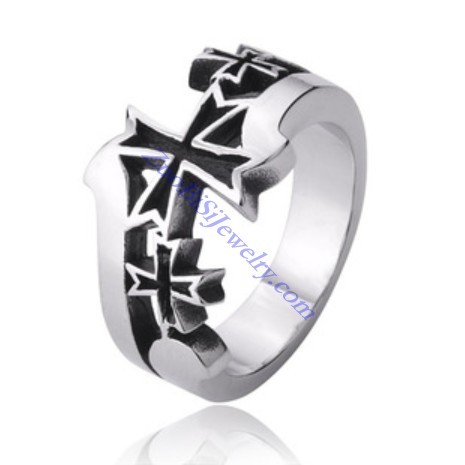 3 Cross Stainless Steel Ring -JR350259