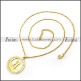 Gold Plating H Rhinestone Pendant Chain n001697