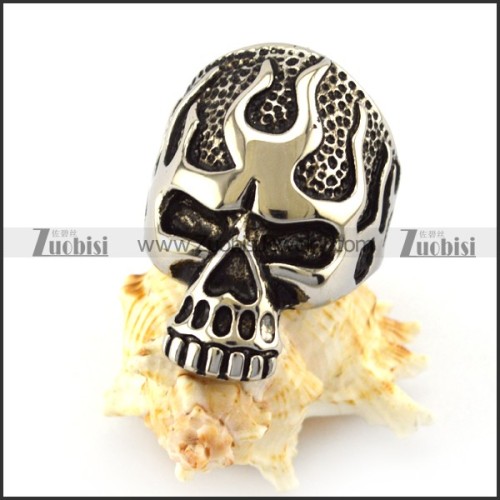 vintage flame fire skull ring for bikers r004821