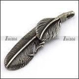 Mens Feather Pendant in Stainless Steel p003922
