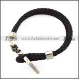 Viking Hammer Black Real Leather Bracelet b006299