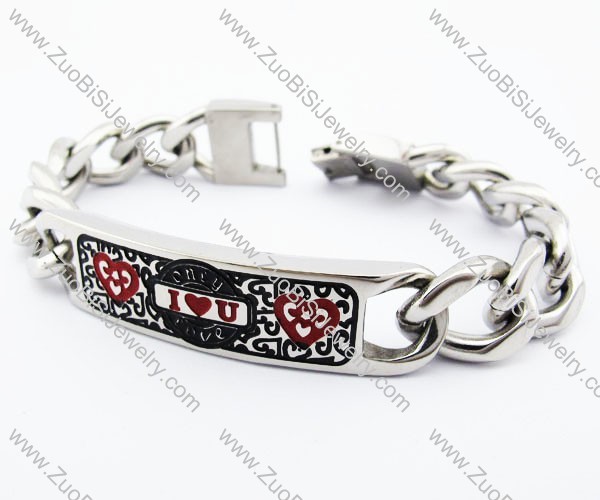 Stainless Steel Tag Bracelet with I LOVE YOU pattern - JB400016