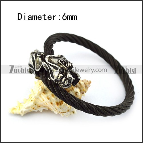 Two Dragon Heads Black Stainless Steel Wire Bangle b005833