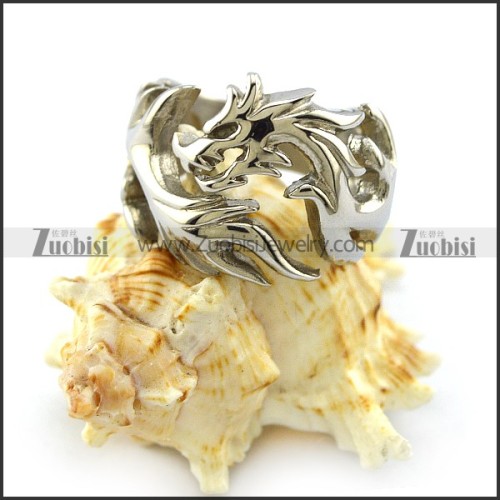 Silver Steel Dragon Ring r004211