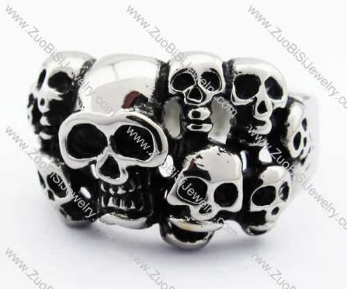 Stainless Steel multi-Skull Head Ring -JR330074