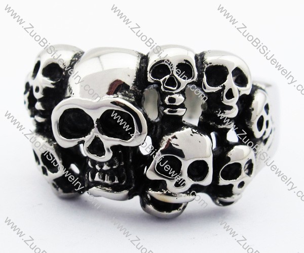 Stainless Steel multi-Skull Head Ring -JR330074