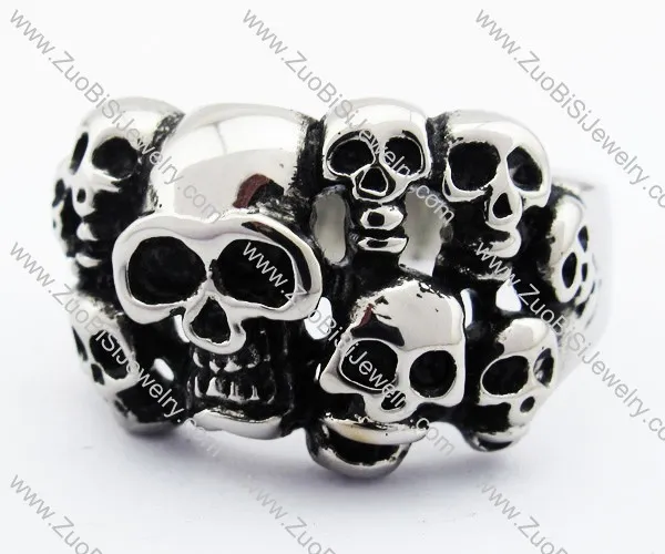 Stainless Steel multi-Skull Head Ring -JR330074
