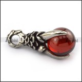 Stainless Steel Claw Pendant held a Ruby Ball p004012