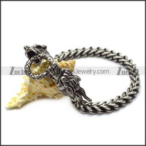 Stainless Steel Casting Square Chain Bracelet with 2 Dragon Heads b007063