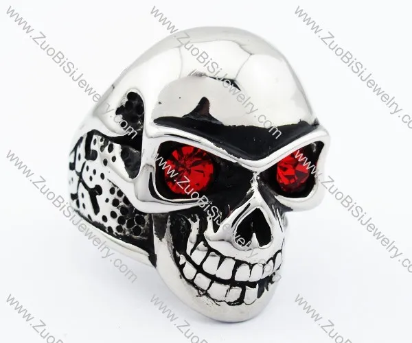 Red Eyes Stainless Steel skull Ring - JR090278