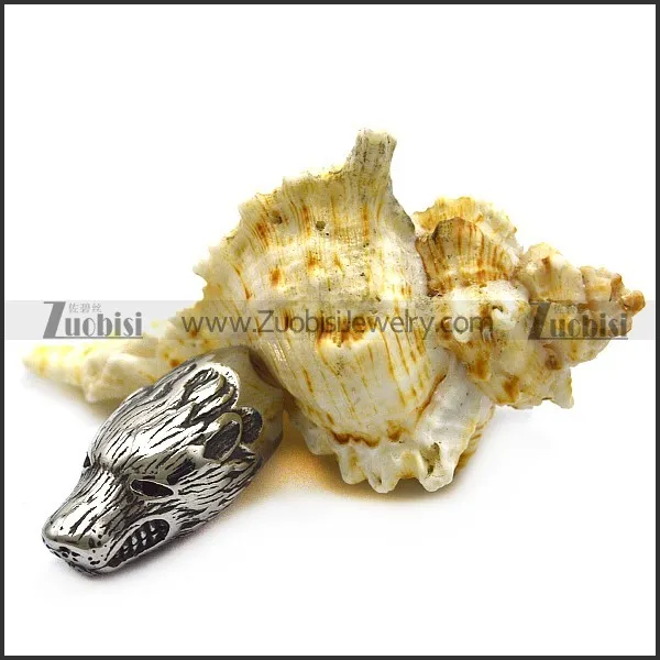wolf end cap as terminator for making round cord into bracelet or necklace a000603