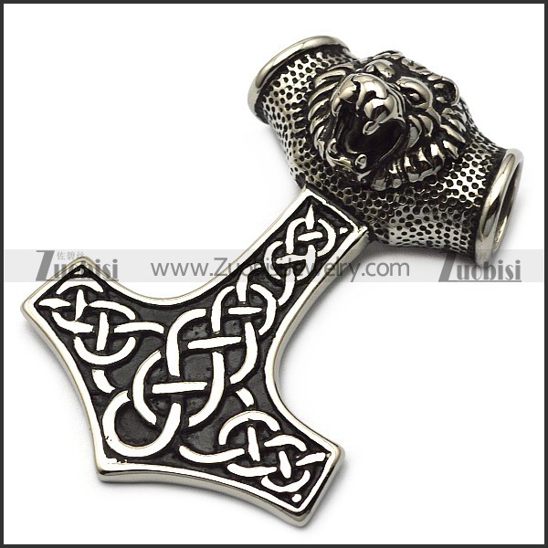 Heavy Large Viking Lion Head Pendant in 75mm Long p007277