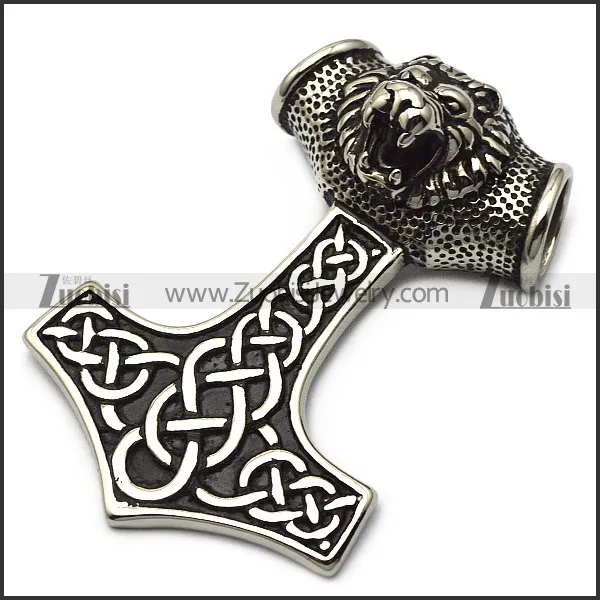 Heavy Large Viking Lion Head Pendant in 75mm Long p007277