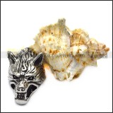 wild wolf head end cap for leather cord or chain a000615