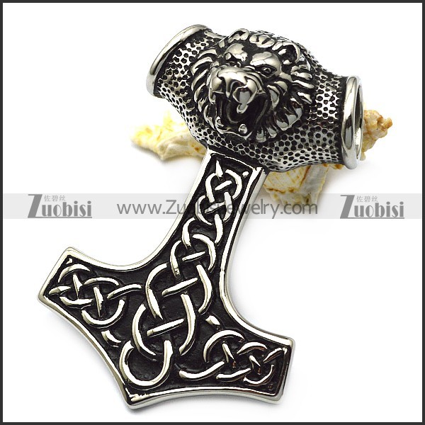 Heavy Large Viking Lion Head Pendant in 75mm Long p007277