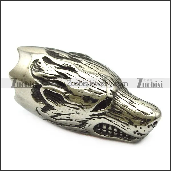 wolf end cap as terminator for making round cord into bracelet or necklace a000603