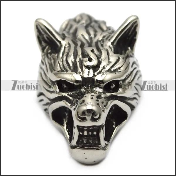 wild wolf head end cap for leather cord or chain a000615