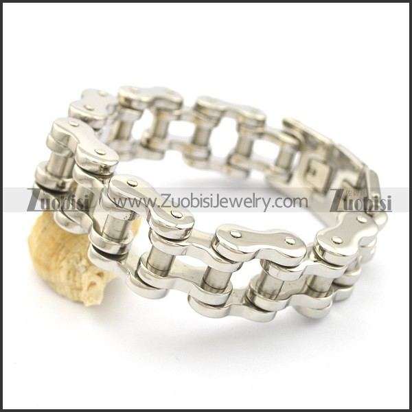 high polishing motorcycle bike chain bracelet with dull polish column in middle b002790