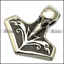 stainless steel axe pendant with raven pattern p007532