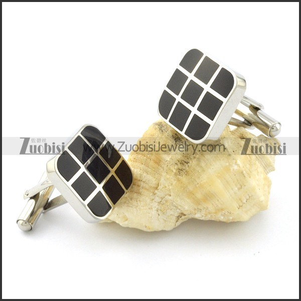 mens cufflinks with black square Sudoku pattern c000013