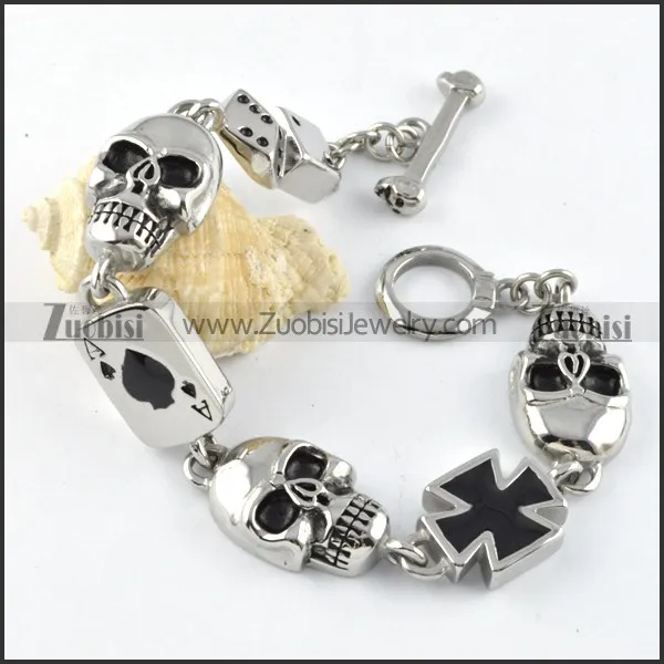 Stainless Steel Skull Bracelet - b000260
