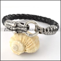 Real Leather Stainless Steel Dragon Bracelet- b000440