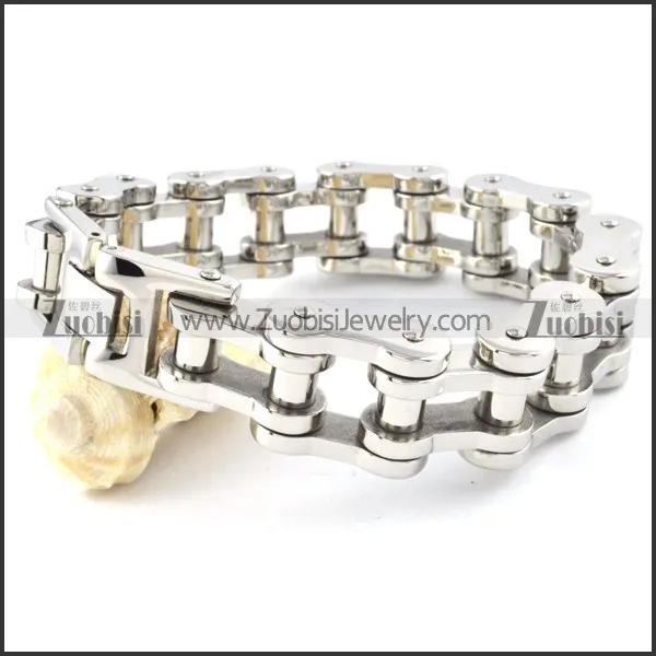 Silver Stainless Steel Chain Bracelet for bikers - b000357