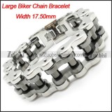 Wholsale Men's Heavy Silver Black Polishing Motorbike Chain Bracelet -b000627-11