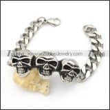 Stainless Steel Skull Biker Bracelet - b000567