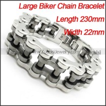 Silver Black Polishing Motorcycle Bike Chain Bracelet -b000627-1