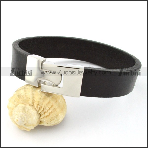 good-looking oxidation-resisting steel Leather Bracelet -b000689