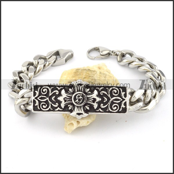 Stainless Steel Cross Tag Bracelet -b000731