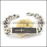 Men Stainless Steel Cross Tag Bracelet -b000734
