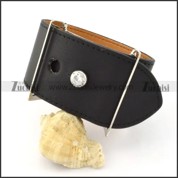 top quality 316L Steel Leather Bracelet -b000688