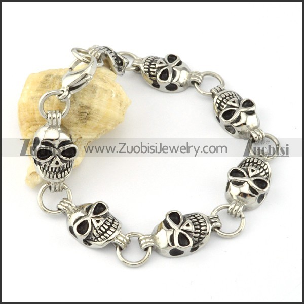 Stainless Steel Skull Bracelet -b000719