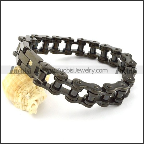 14mm Black Motorcycle Biker Chain Bracelet for Bikers -b000947