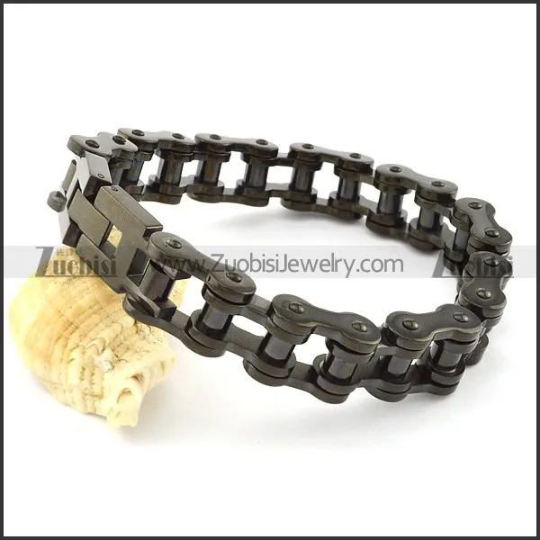14mm Black Motorcycle Biker Chain Bracelet for Bikers -b000947