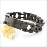 19mm Black Plated Biker Chain Link Bracelet with Plate -b000949