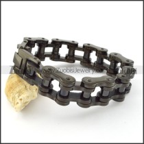 Large Black Stainless Steel Motrocycle Chain Bracelet -b000792