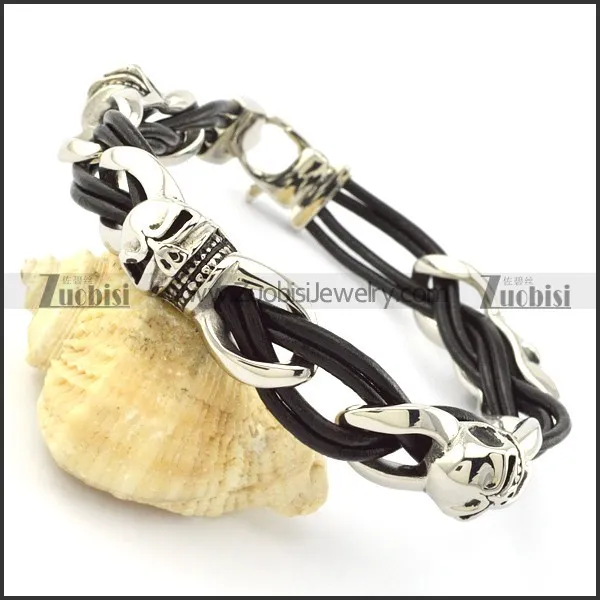 beautiful oxidation-resisting steel Leather Bracelet -b001293